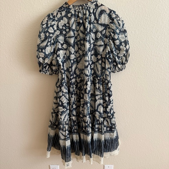 Ulla Johnson Navy and Cream Textured Dress With Metallic Details Size 6 - Picture 7 of 11